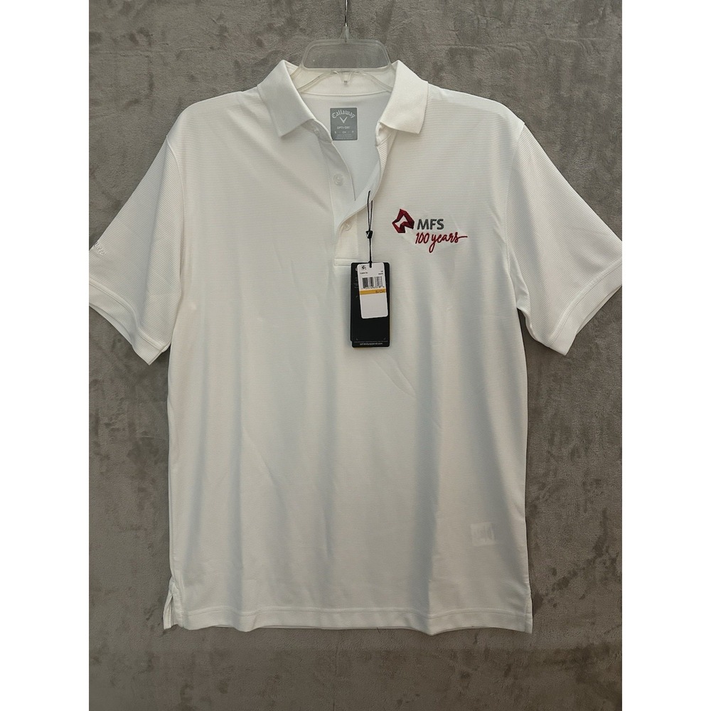 Callaway Polo Shirt Mens Small White Golf Performance Opti-Dri Stretch MFS NWT